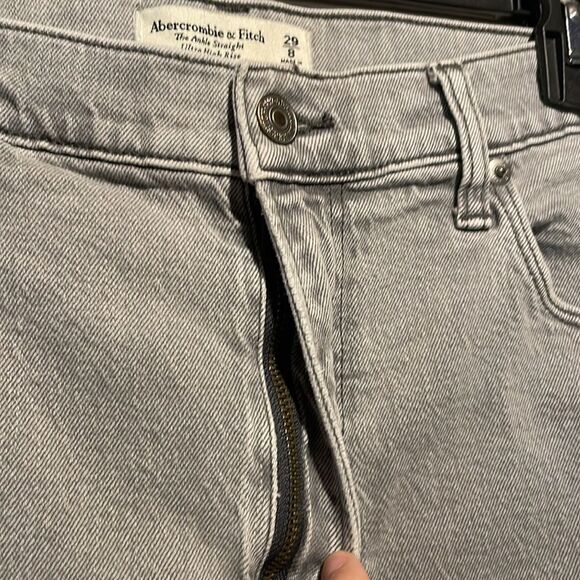Abercrombie & Fitch- The Ankle Straight Ultra High Rise Jeans Light Grey Wash 29 - Picture 6 of 8